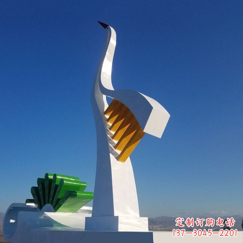 无锡抽象仙鹤不锈钢景观雕塑