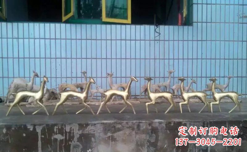 无锡抽象小鹿公园动物铜雕