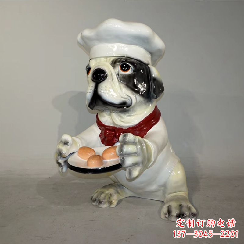 无锡玻璃钢仿陶瓷狗雕塑——以斗牛犬为原型
