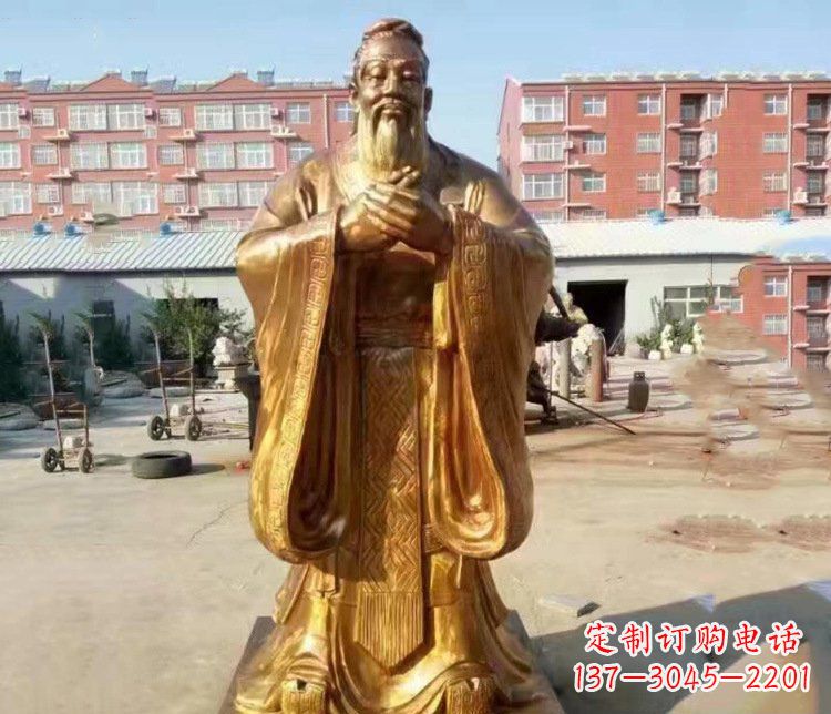 无锡纯铜校园古代孔子人物铜雕塑