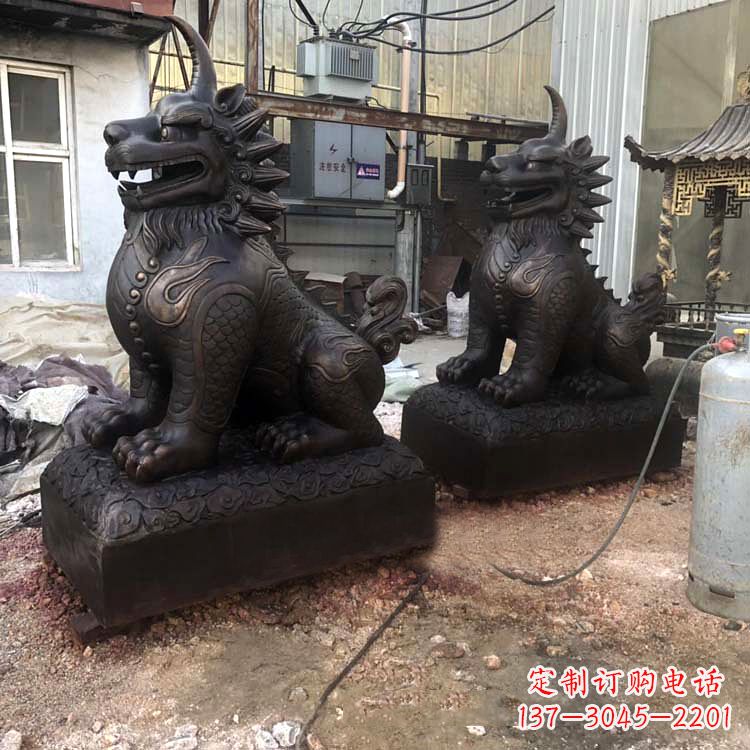 无锡精美纯铜獬豸雕塑中国古代神兽雕刻之美