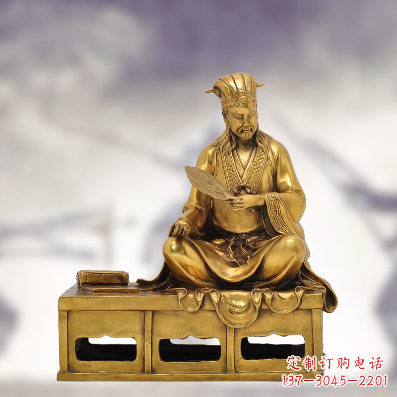 无锡纯铜诸葛亮雕塑象征中国智慧