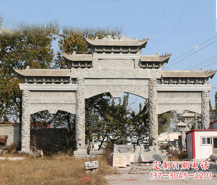 无锡村镇门口石雕山门牌坊