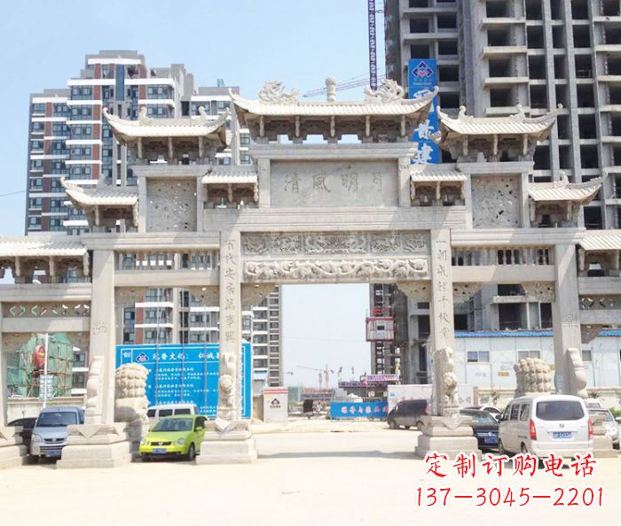 无锡村庄大型石雕牌坊