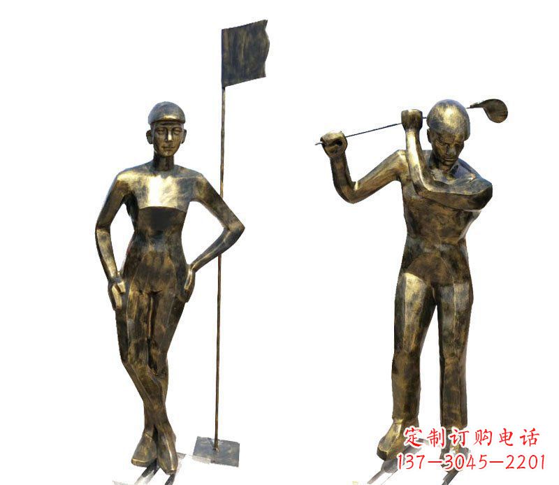 无锡打高尔夫人物广场景观铜雕摆件