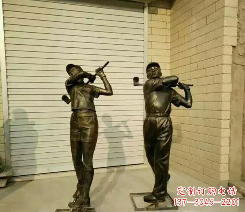 无锡打高尔夫人物园景观铜雕