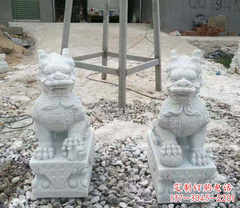 无锡大理石踩球麒麟门口镇宅招财石雕