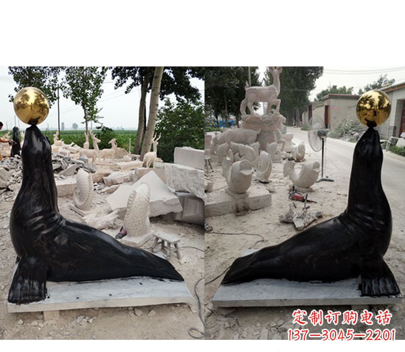 无锡大理石动物海豹雕塑