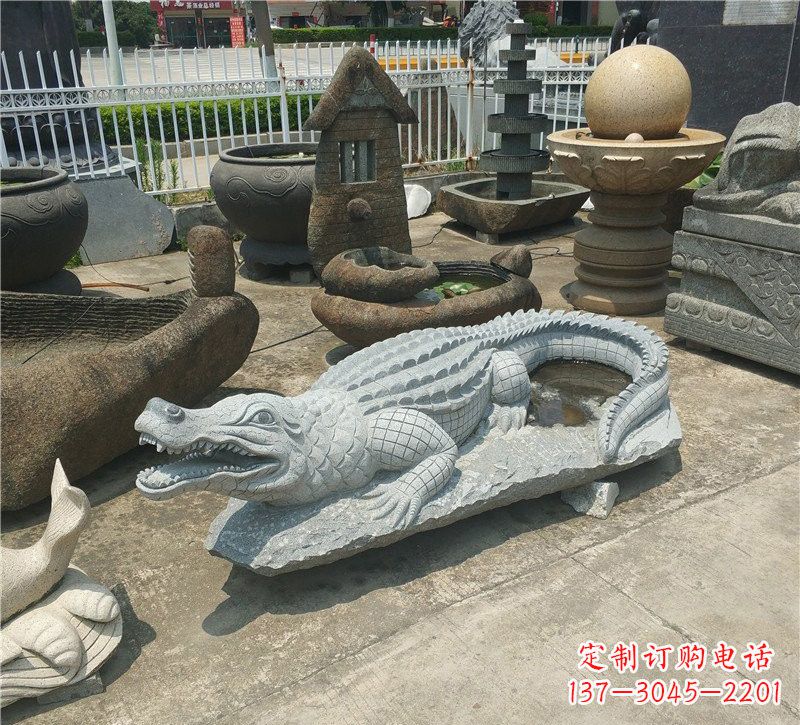 无锡大理石动物鳄鱼雕塑