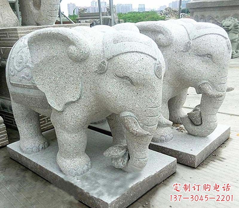 无锡大理石制作的精美招财大象雕塑