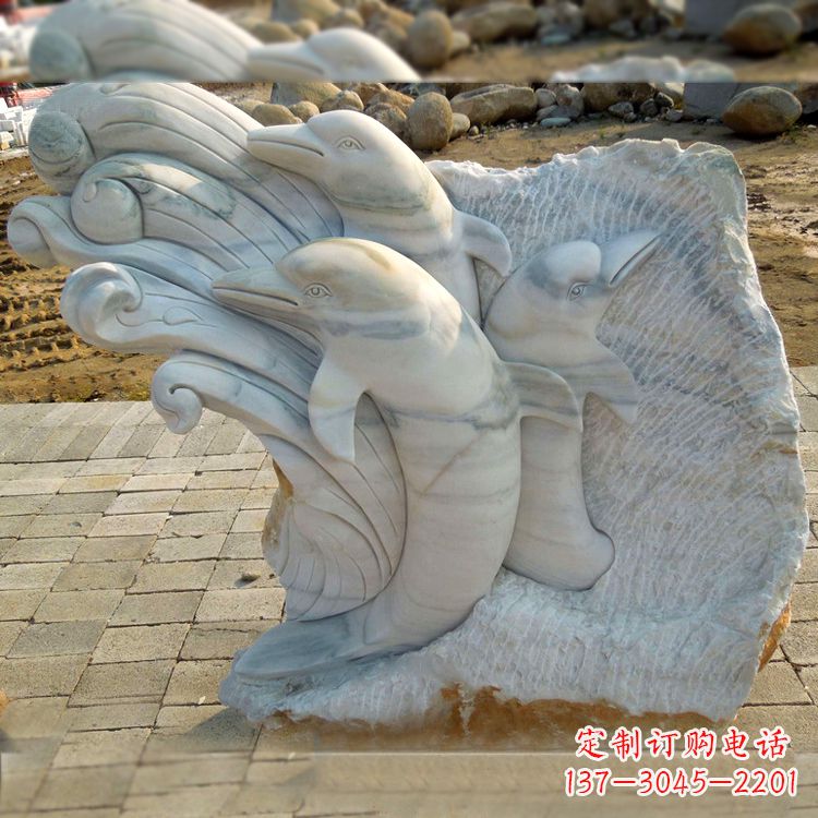 无锡大理石浮刻海豚石雕