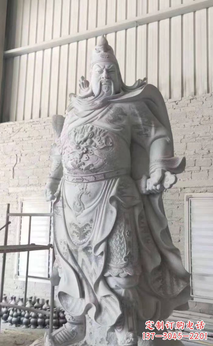无锡大理石关公雕塑,精美绝伦