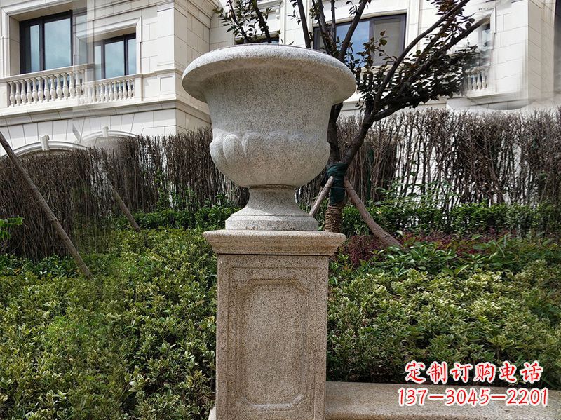 无锡大理石花钵小区花盆石雕艺术品