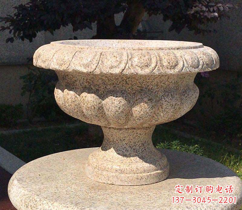 无锡大理石花钵公园花盆石雕