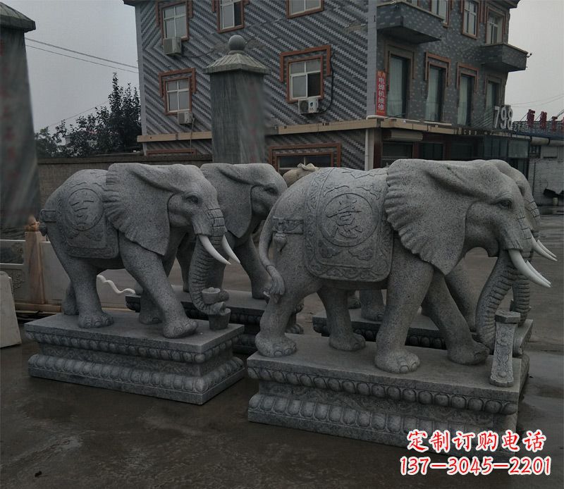 无锡大理石吉祥如意大象门口石雕