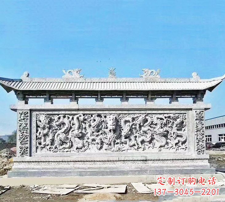 无锡精美大理石九龙壁雕塑