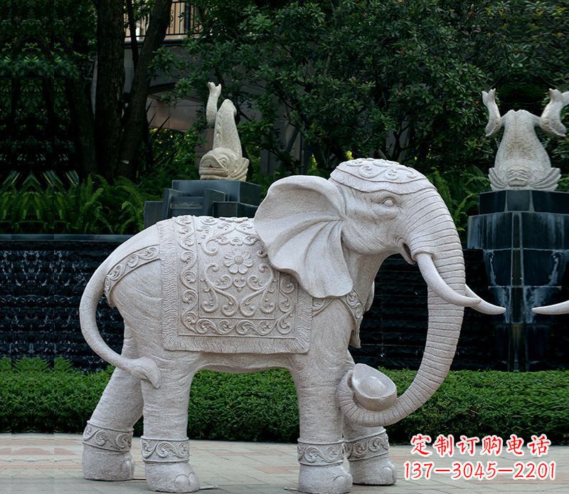 无锡以大理石为材料的完美大象雕塑