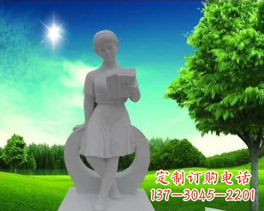 无锡精致大理石“看书女孩”雕塑
