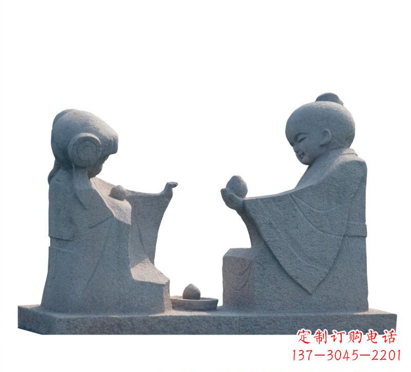 无锡传统风情——大理石孔融让梨雕塑