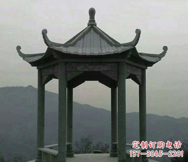 无锡大理石凉亭景区六角石雕
