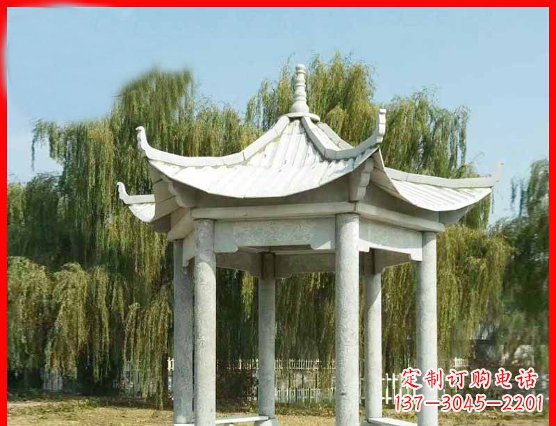 无锡大理石六角凉亭公园石雕 (3)