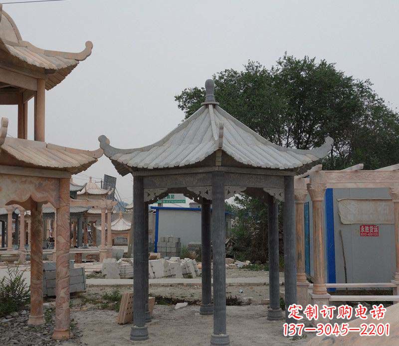 无锡大理石六角凉亭公园石雕 (2)
