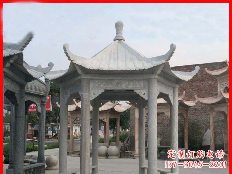 无锡大理石六角凉亭公园石雕