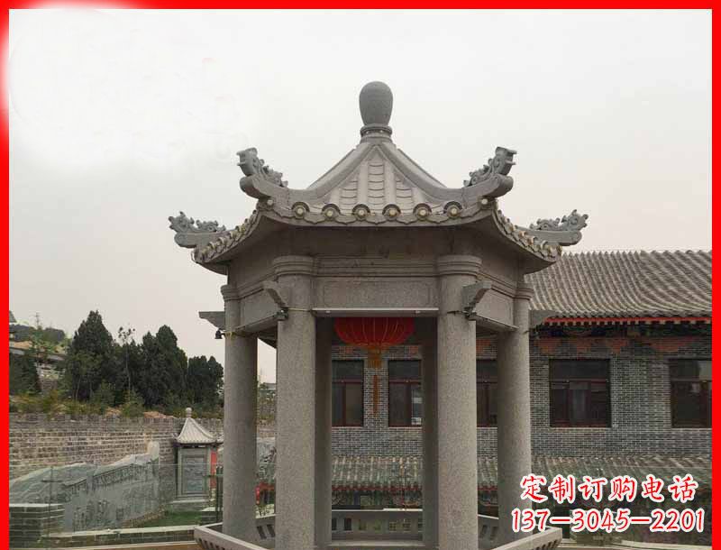 无锡大理石六角凉亭公园石雕 (4)