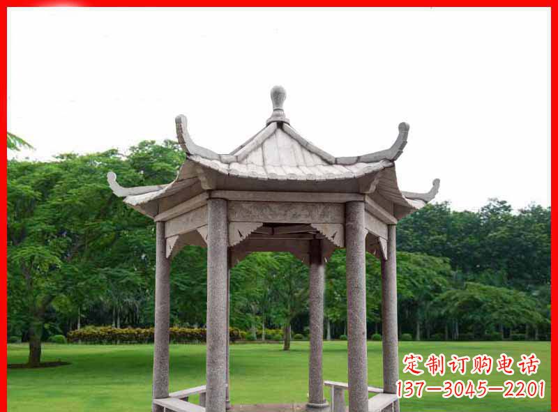 无锡大理石六角凉亭园林景观石雕