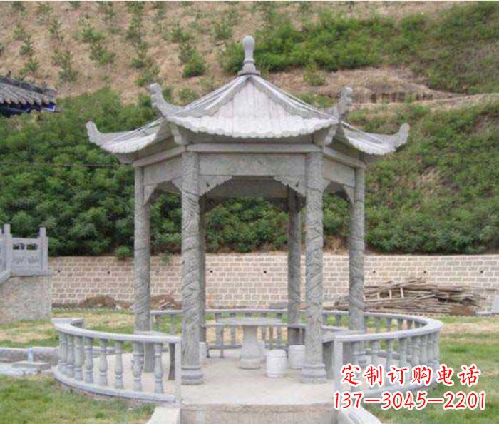 无锡大理石六角石雕凉亭 (2)