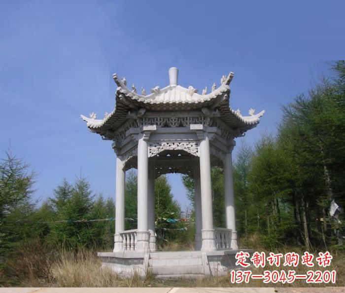 无锡大理石六角石雕凉亭 (3)