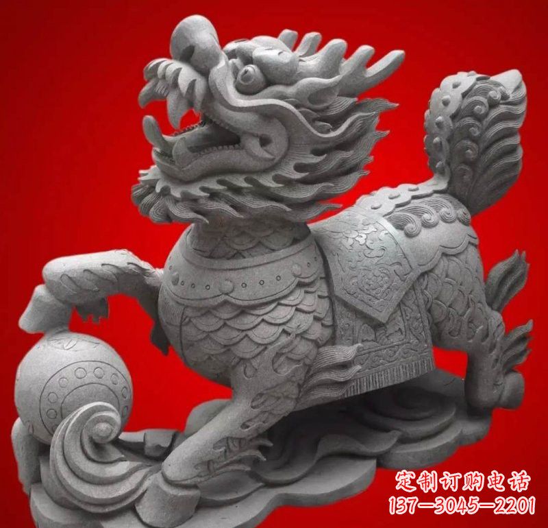 无锡大理石企业小区门口镇宅麒麟雕塑