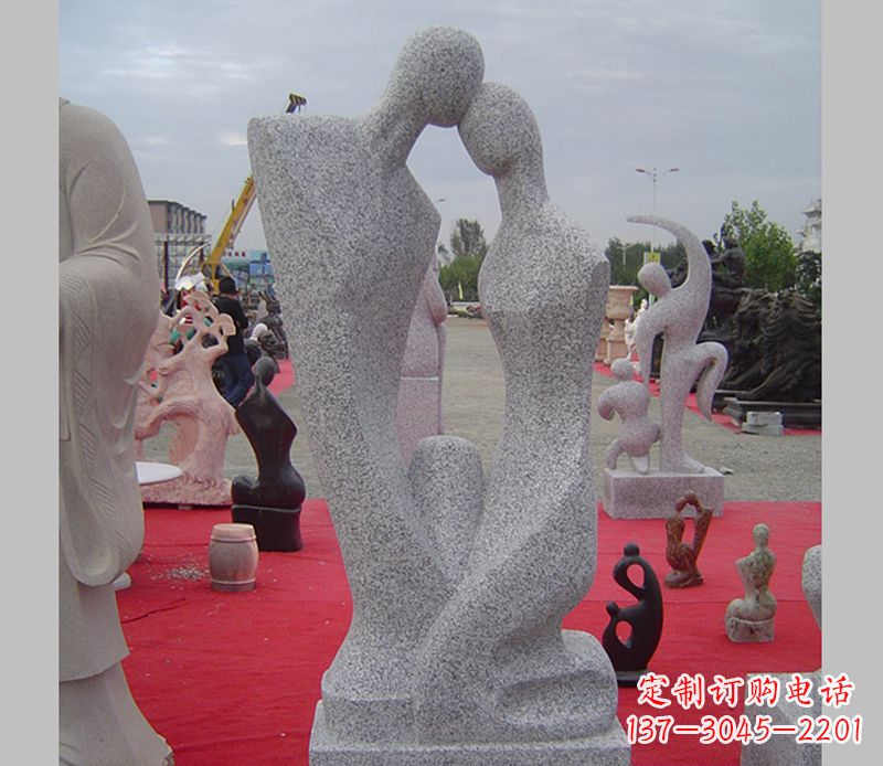 无锡双喜临门 爱情浓浓 大理石情侣雕塑