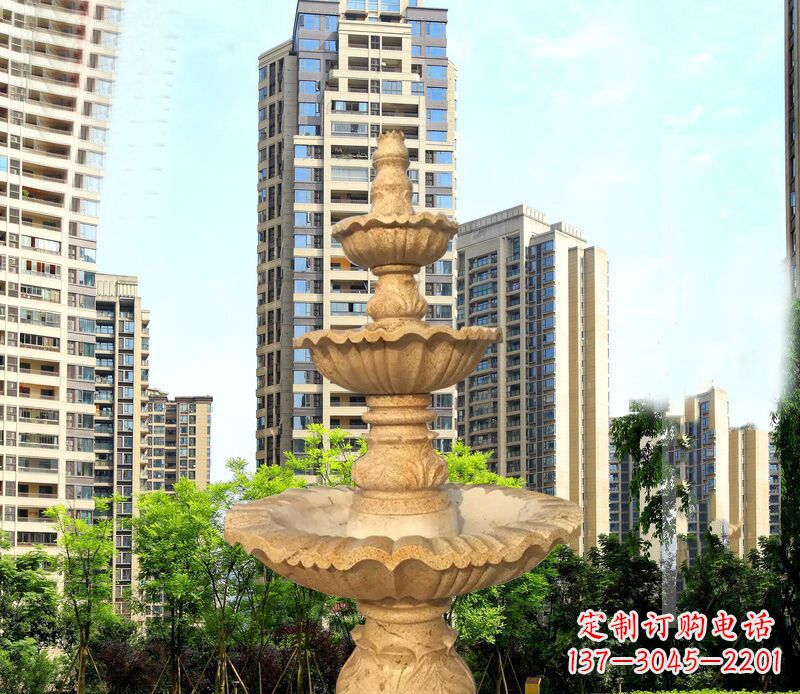 无锡大理石三层喷泉公园石雕 (2)