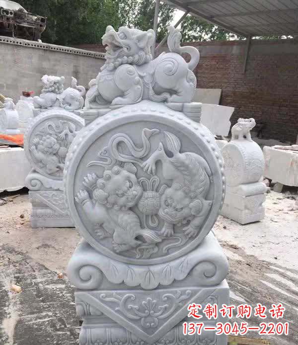 无锡大理石狮子抱鼓石雕塑