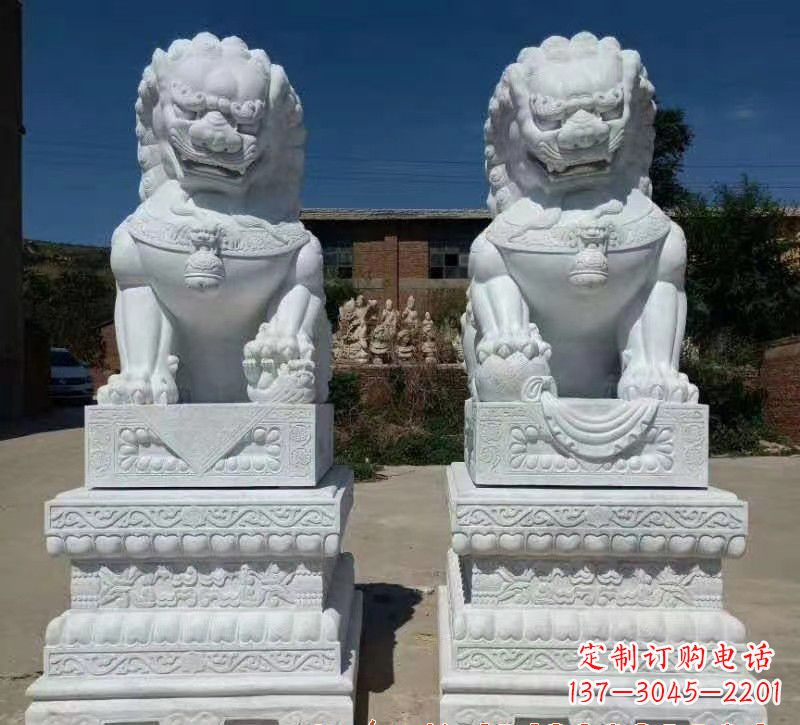 无锡大理石狮子石雕，雕塑定制精美狮子