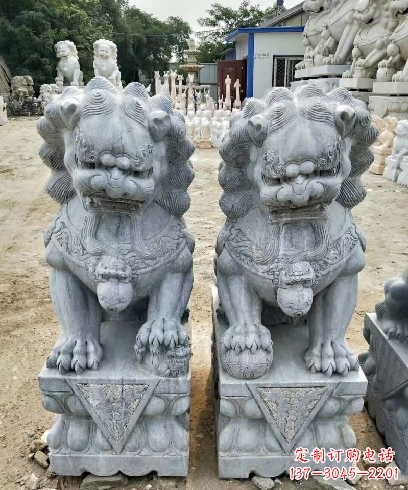 无锡传统工艺精雕大理石狮子石雕塑