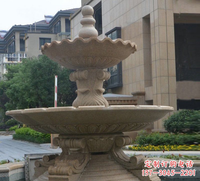 无锡简约双层大理石喷泉雕塑
