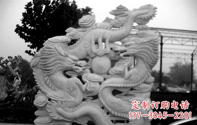 无锡精美大理石双龙雕塑