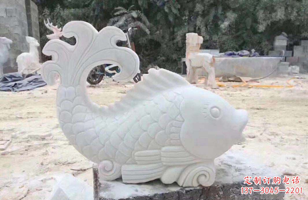 无锡大理石鱼喷泉雕塑装置
