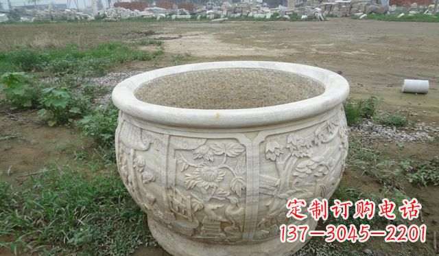 无锡大理石鸳鸯花盆雕塑