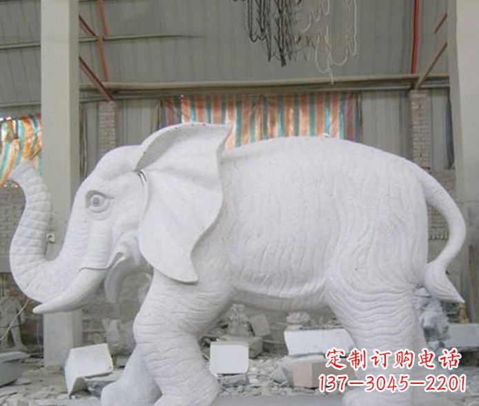 无锡象征财富的大理石招财大象雕塑