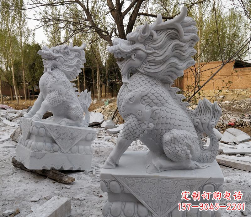 无锡优雅大型大理石麒麟门口石雕