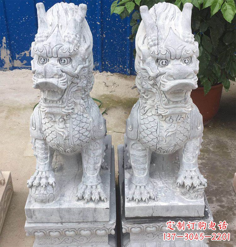 无锡大理石风格麒麟门口石雕