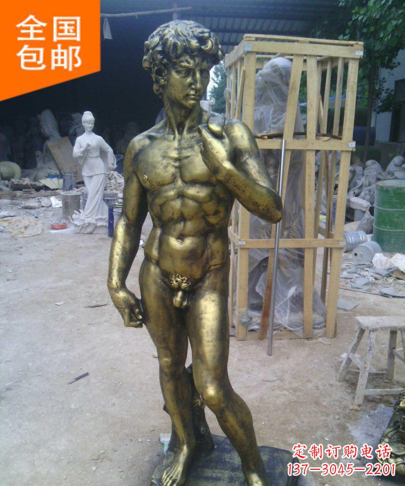 无锡大卫玻璃钢仿铜西方人物雕塑