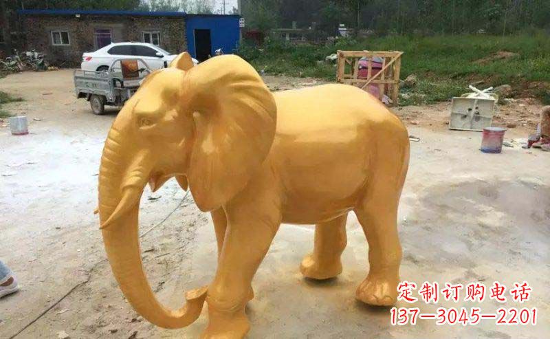 无锡精美的大象玻璃钢仿铜雕塑