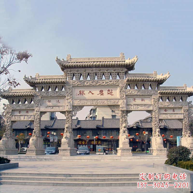 无锡大型城市五门石雕牌坊