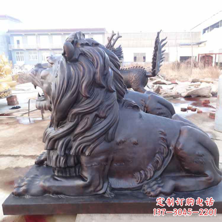 无锡大型纯铜港币狮子动物雕塑