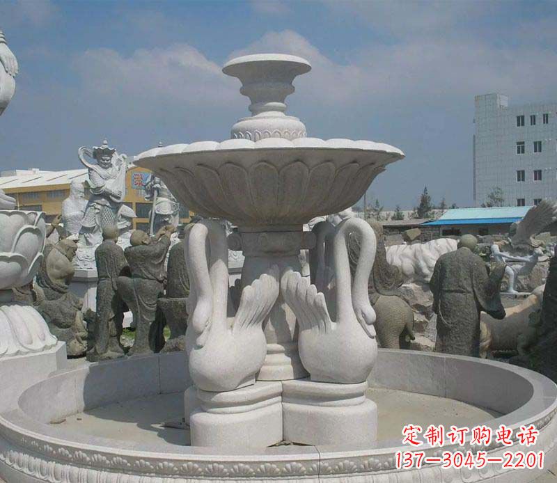 无锡汉白玉高端天鹅雕塑