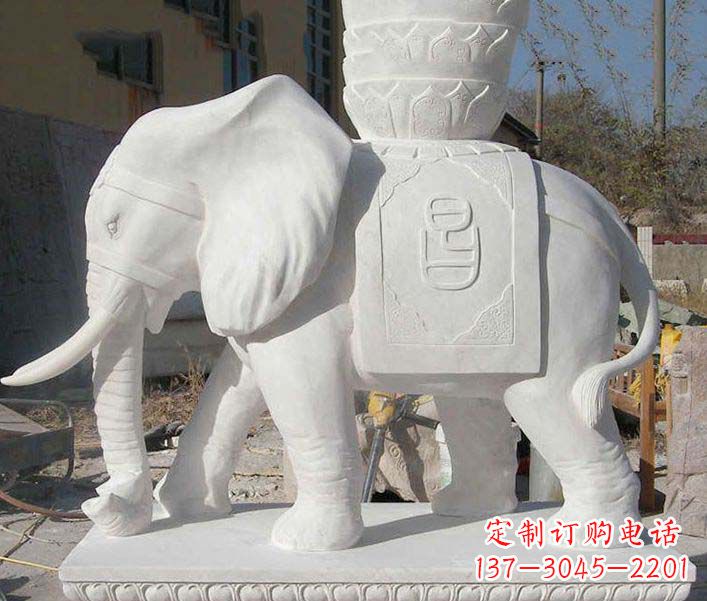 无锡大型汉白玉招财大象石雕